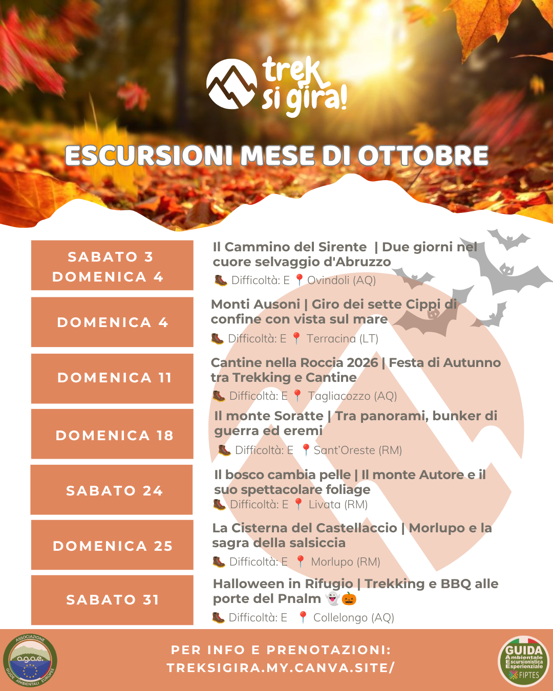 Calendario Escursioni Trek Si Gira APS – Ottobre